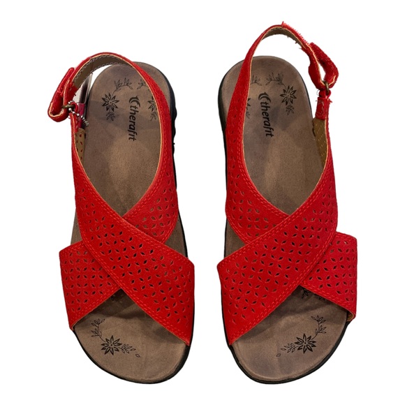 THERAFIT Olivia Women's Adjustable Cross Strap Sandal in Red - Size 6.5-7 / 37 - Picture 7 of 7